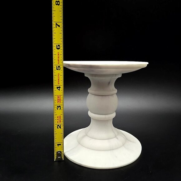 Bath & Body Works White Marble Pedestal Large Ceramic 3 Wick Candle Holder - Picture 7 of 9